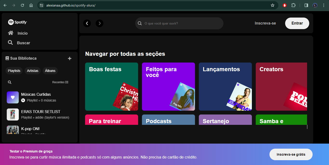 Projeto de cópia da tela do spotify